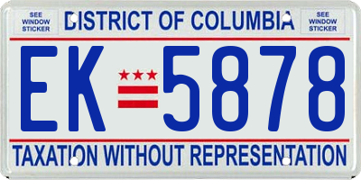 DC license plate EK5878