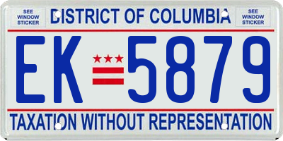 DC license plate EK5879