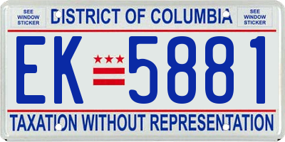 DC license plate EK5881