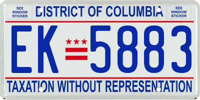 DC license plate EK5883