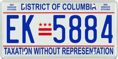 DC license plate EK5884