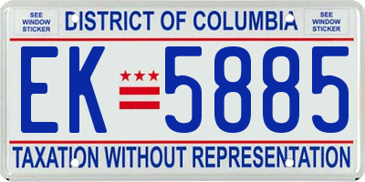 DC license plate EK5885