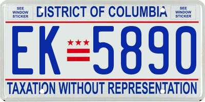 DC license plate EK5890