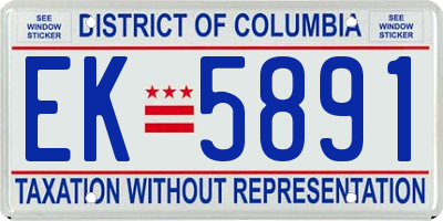DC license plate EK5891