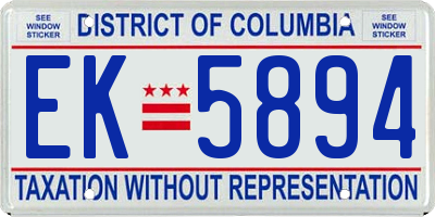 DC license plate EK5894