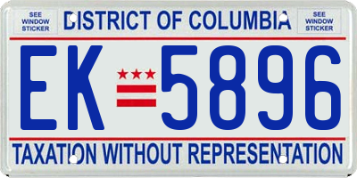 DC license plate EK5896