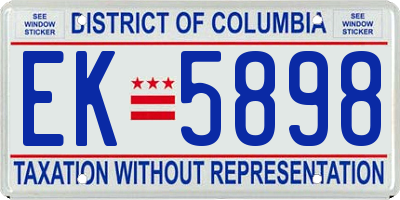 DC license plate EK5898