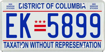 DC license plate EK5899