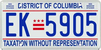 DC license plate EK5905