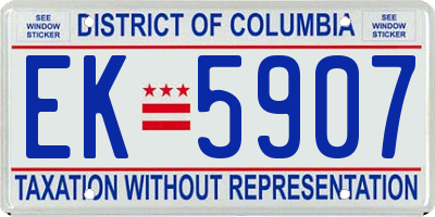 DC license plate EK5907