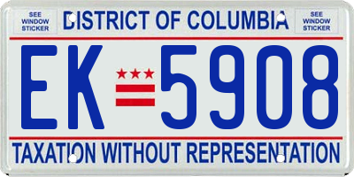 DC license plate EK5908