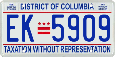 DC license plate EK5909