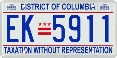 DC license plate EK5911