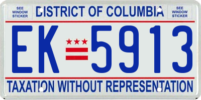 DC license plate EK5913