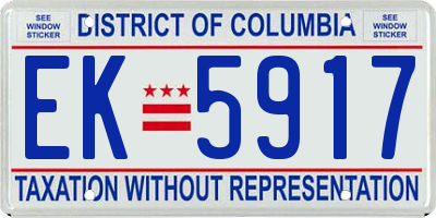 DC license plate EK5917