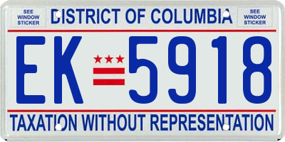 DC license plate EK5918