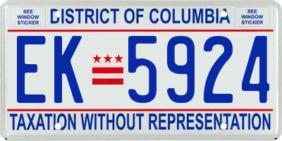 DC license plate EK5924