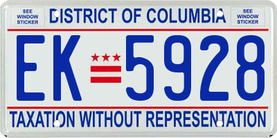 DC license plate EK5928