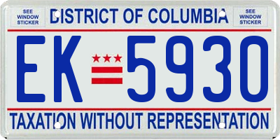 DC license plate EK5930