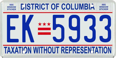 DC license plate EK5933