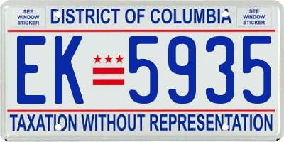 DC license plate EK5935