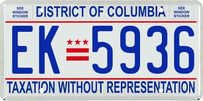 DC license plate EK5936