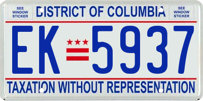 DC license plate EK5937