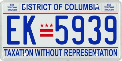 DC license plate EK5939