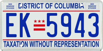 DC license plate EK5943