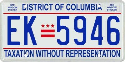 DC license plate EK5946