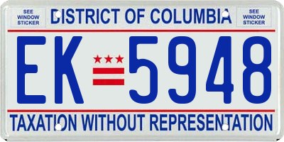 DC license plate EK5948