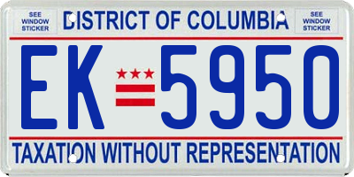 DC license plate EK5950