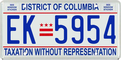 DC license plate EK5954