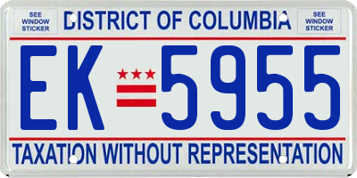 DC license plate EK5955