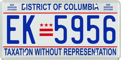 DC license plate EK5956