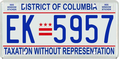 DC license plate EK5957