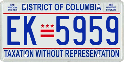 DC license plate EK5959