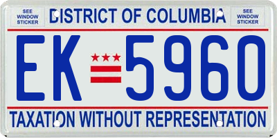 DC license plate EK5960