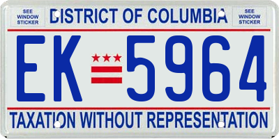 DC license plate EK5964