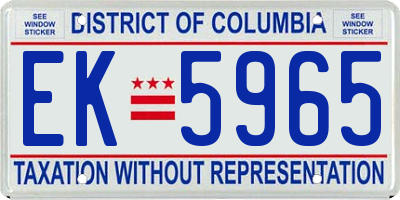 DC license plate EK5965