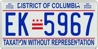 DC license plate EK5967