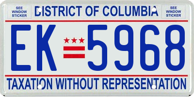 DC license plate EK5968