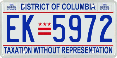 DC license plate EK5972