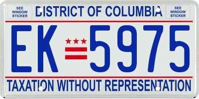 DC license plate EK5975