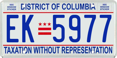 DC license plate EK5977