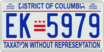 DC license plate EK5979