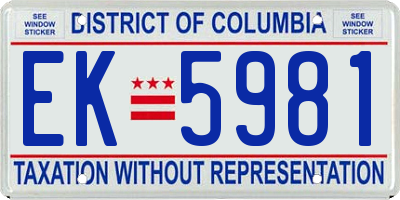 DC license plate EK5981