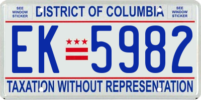 DC license plate EK5982