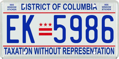 DC license plate EK5986