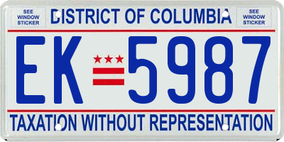 DC license plate EK5987